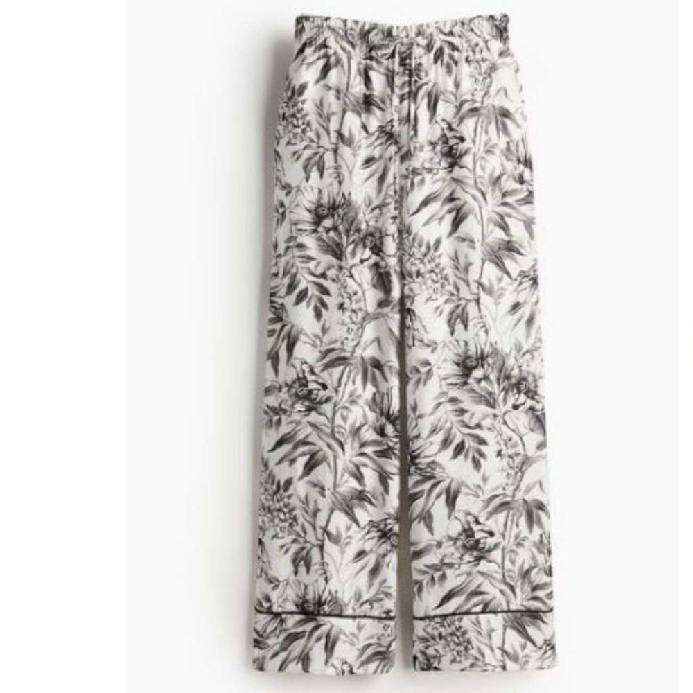 H&M Wide-cut Pull-on Pants-Toille Print, NWT - L